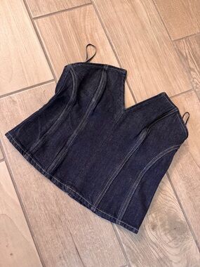 Zara Dark Indigo Denim Corset Top